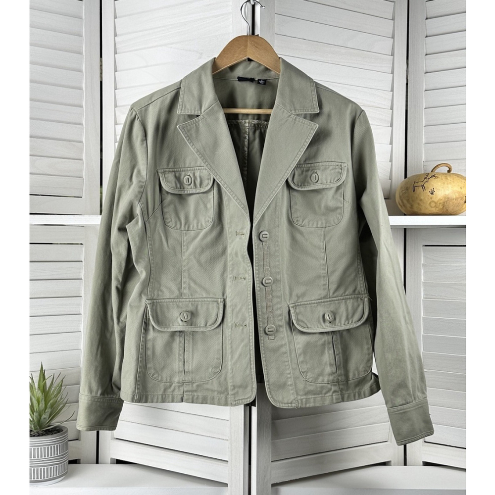 Sonoma Women’s Utility Field Jacket Olive Green Size Large Button Down